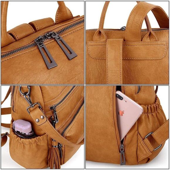LMI Fashion Leather backpack- 4 Ochre main image 6